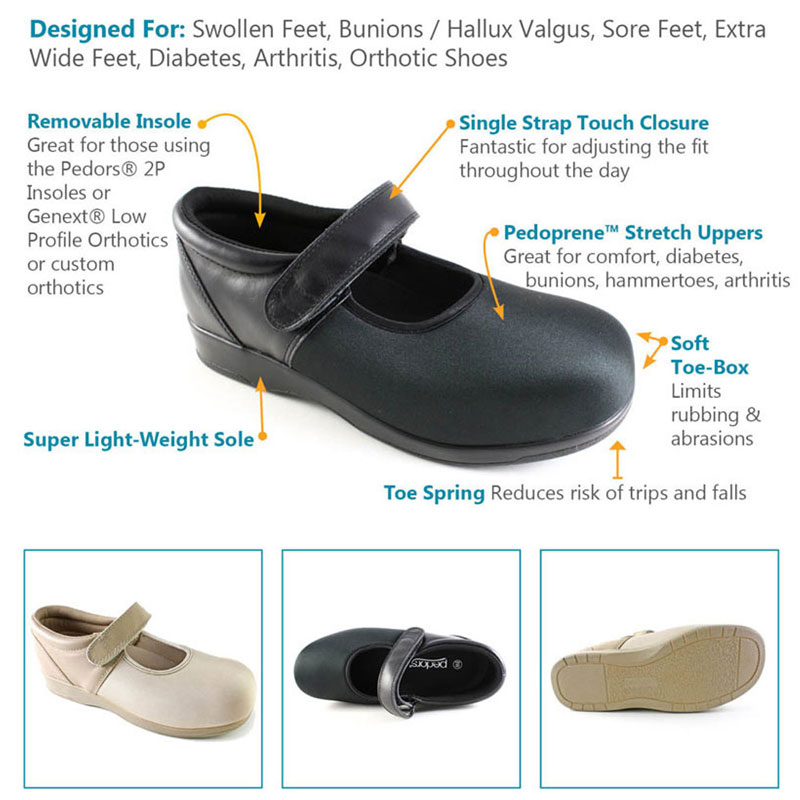 Pedors Mary Janes Swollen Feet Shoes Design Features